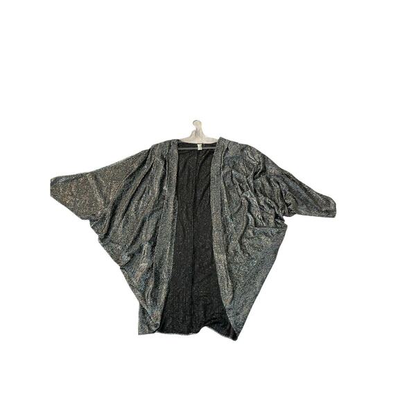 VINTAGE 70s Metallic Cocoon Cardigan Womens Size 26 Batwing Shimmer Gothic USA - Picture 5 of 8